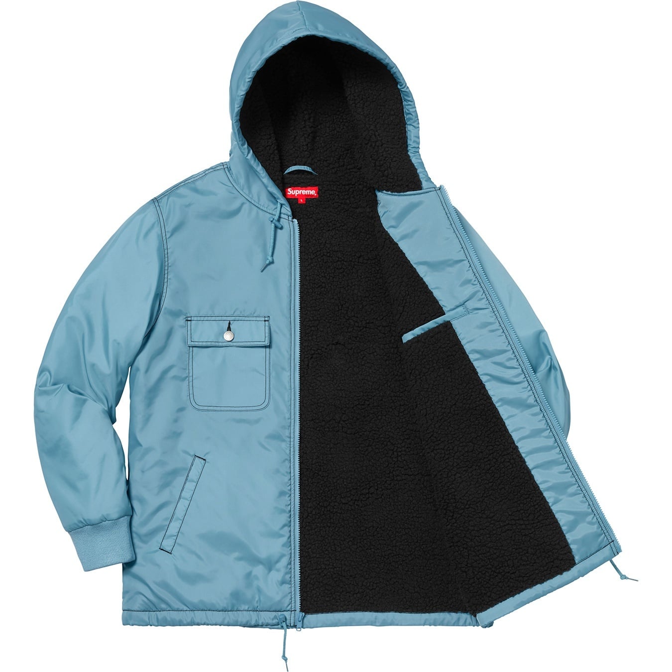 Sherpa Lined Nylon Zip Up Jacket view 7